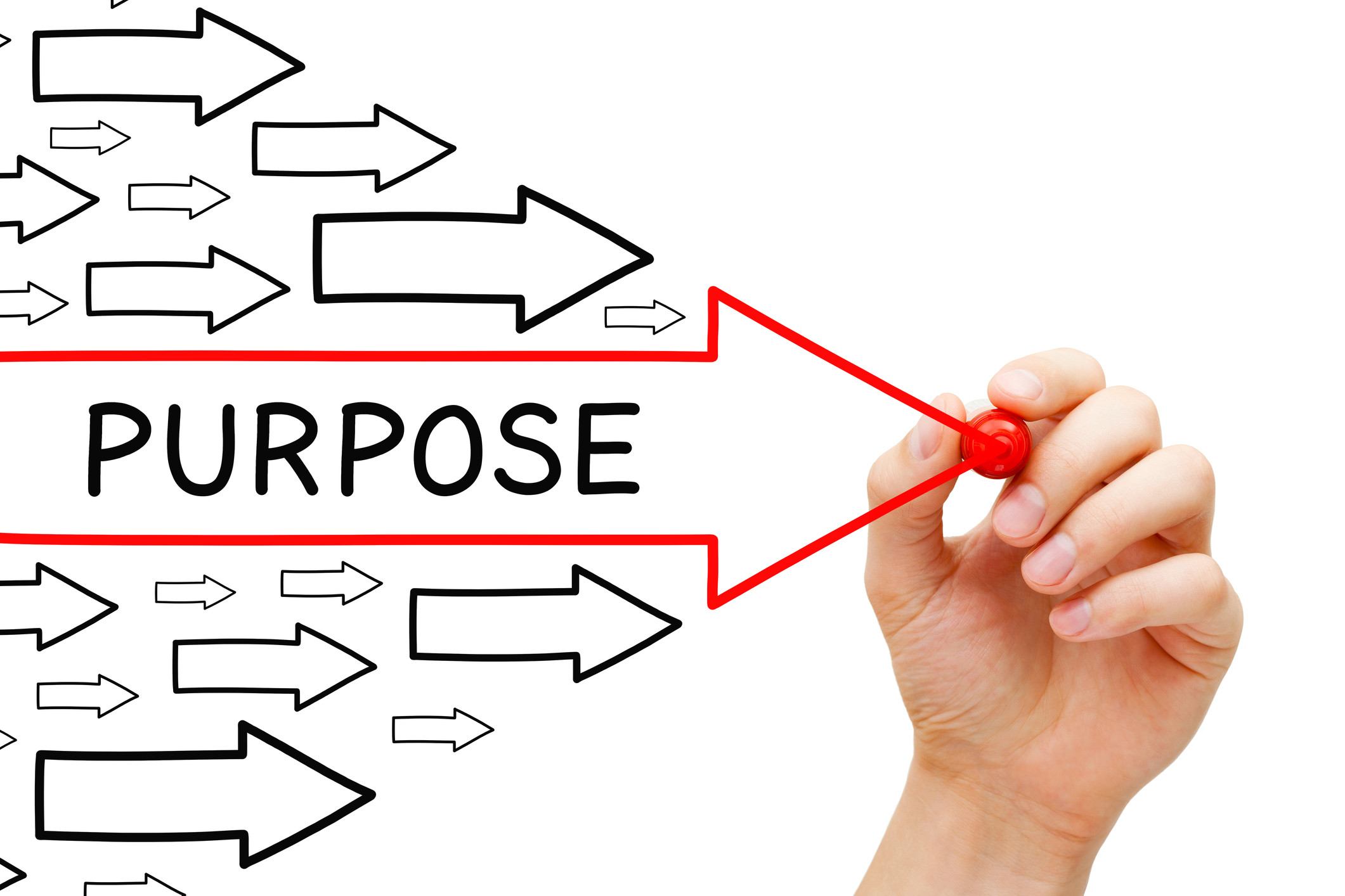 Hand Drawing Purpose Arrows Concept - At Home With Mackenzie Hand drawing Purpose arrows concept with marker on transparent wipe board isolated on white background.